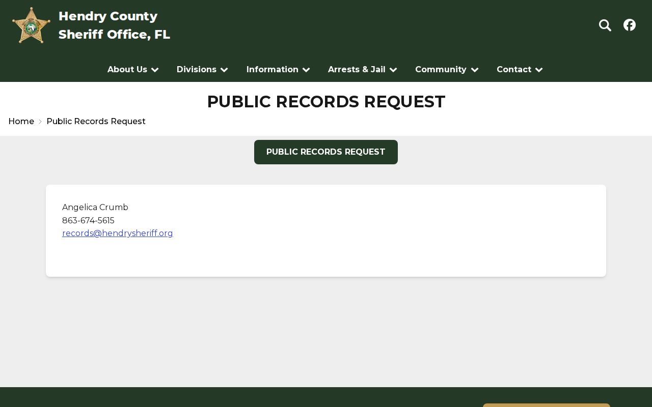 Hendry County released inmate public-record request gateway