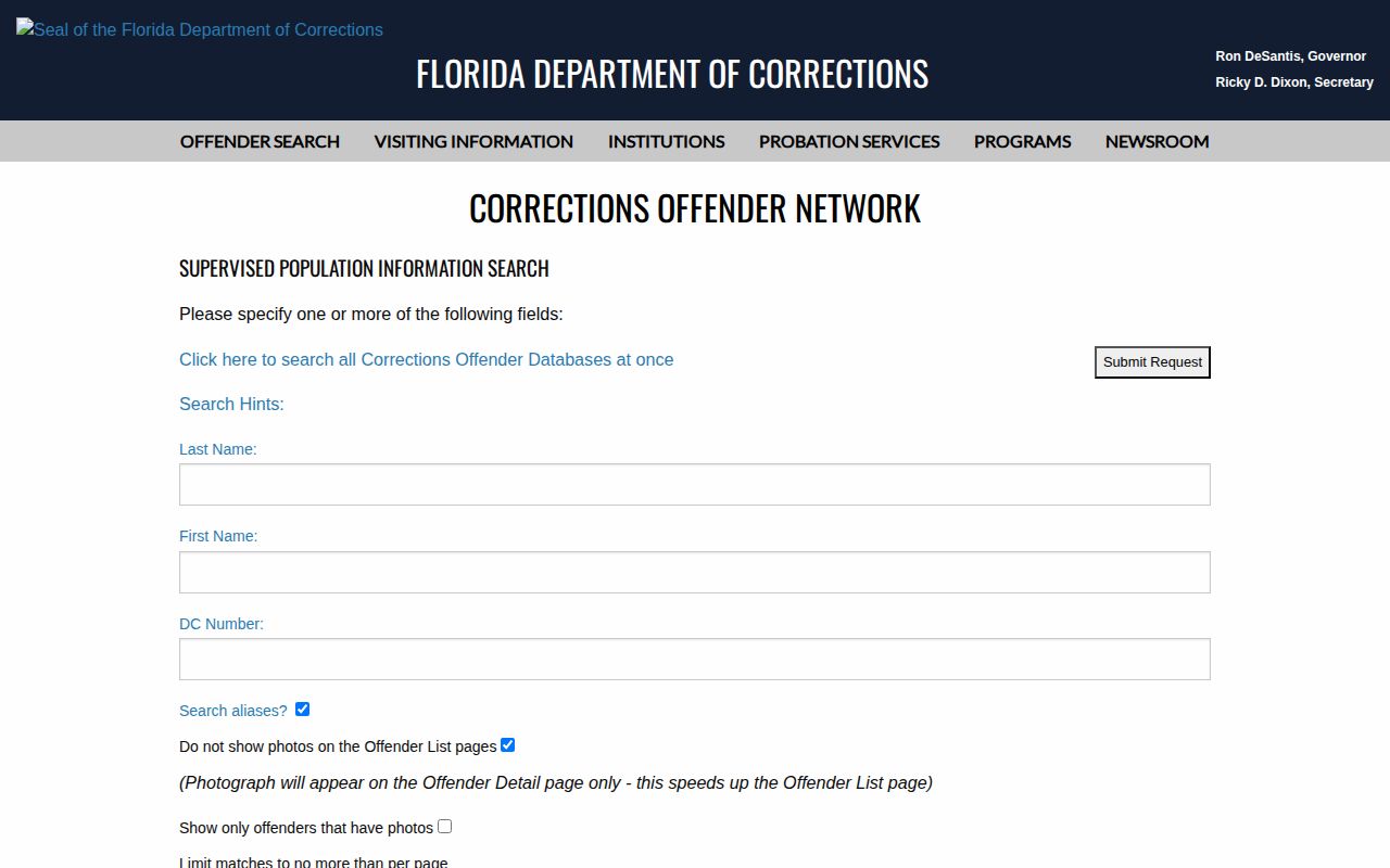 Hendry County post-release supervision search in the FDC supervised population database